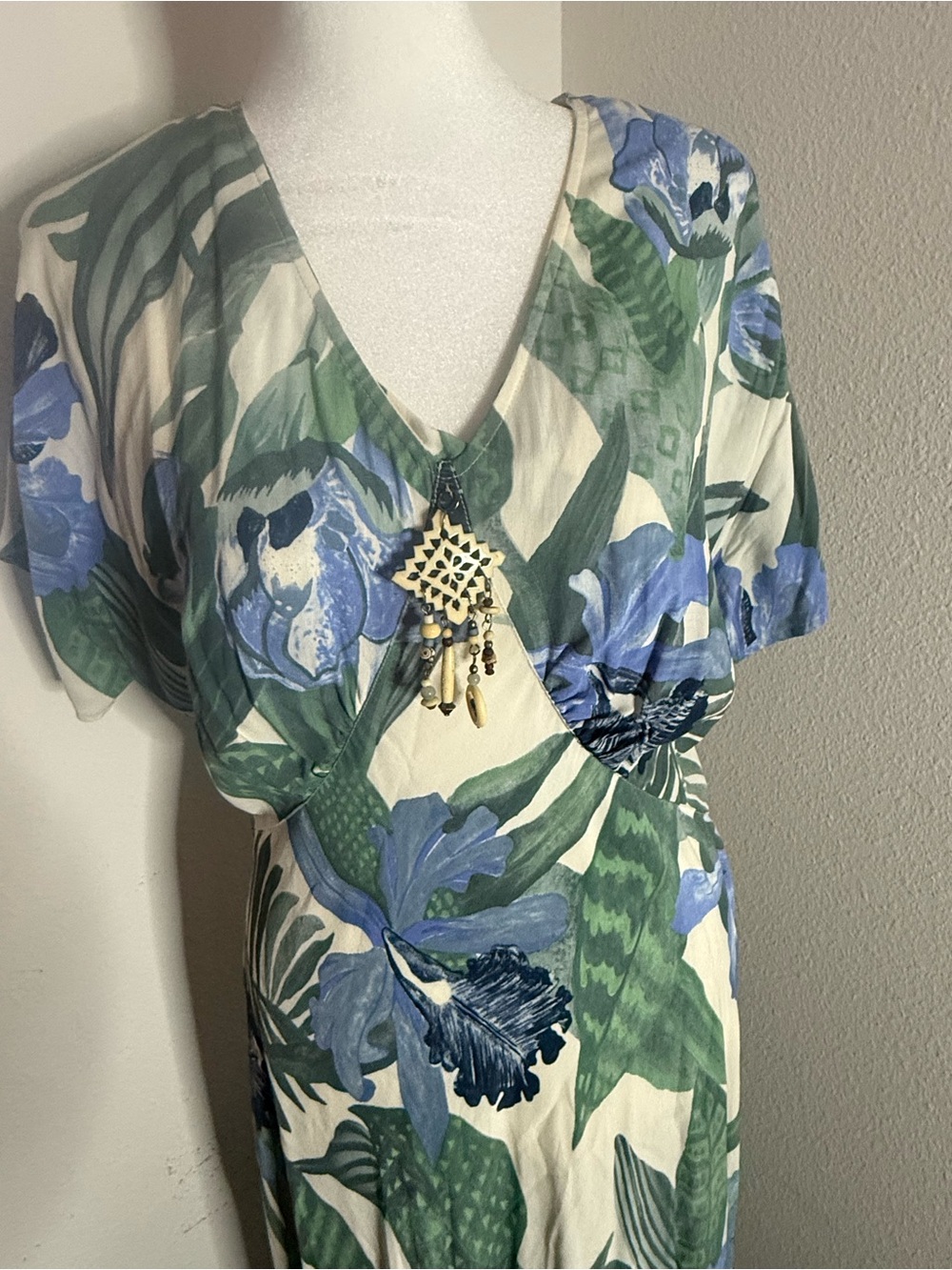 VTG 90s Carole Little German Rayon Floral Maxi Dress - Picture 3 of 10